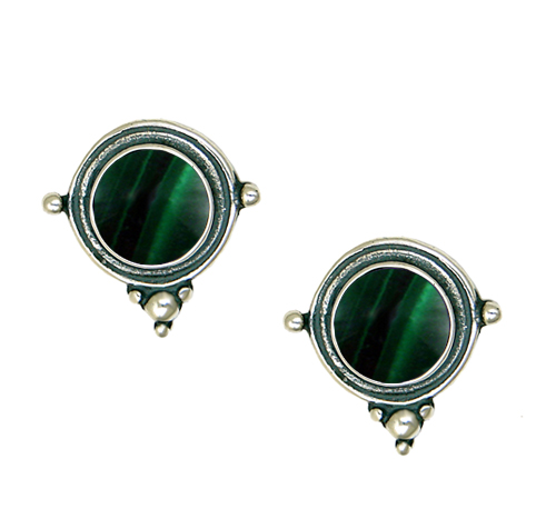 Sterling Silver Malachite Post Stud Earrings